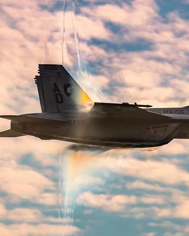 Military aircraft releasing countermeasures, photographic, technical, cool