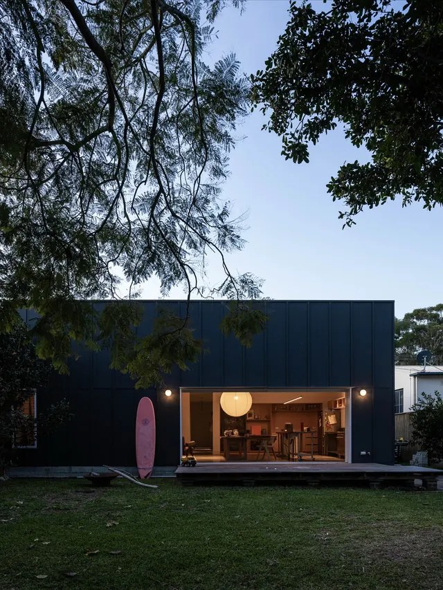 Modern minimalist architecture with warm interiors, photographic, minimal, light