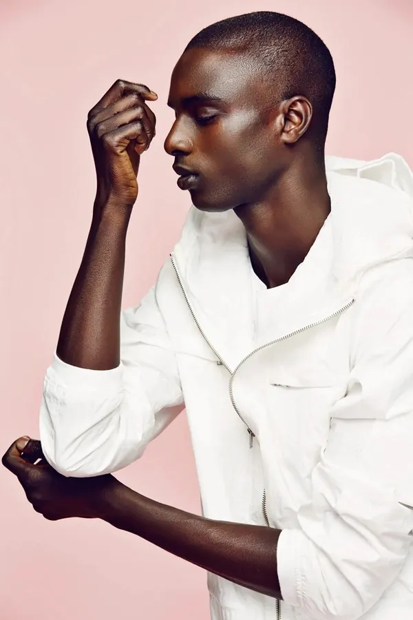 Fashion portrait with minimal pink background, minimal, photographic, light