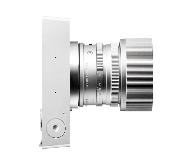 Camera lens adapter product shot, minimal, technical, light