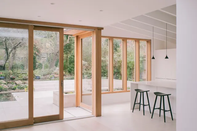Minimalist interior with warm neutral palette, minimal, swiss, warm