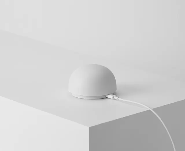 White dome smart device product photo, minimal, photographic, light