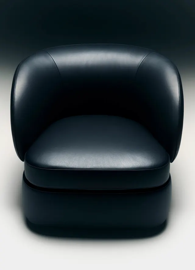 Dark leather tub lounge chair, minimal, luxury, dark