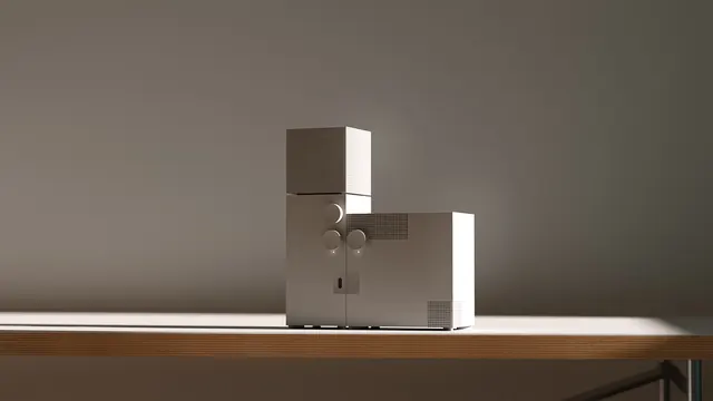 Agnes modular speaker product, minimal, technical, muted