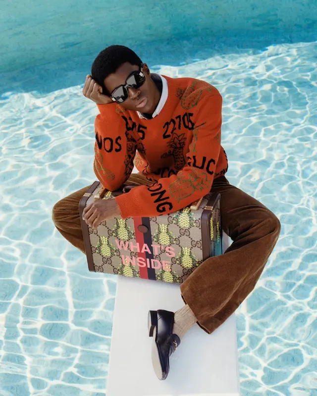 Pool-side fashion portrait with luxury accessories, photographic, fashion, vibrant