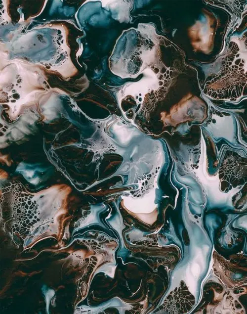Aerial abstract geothermal mineral pools, abstract, photographic, vibrant