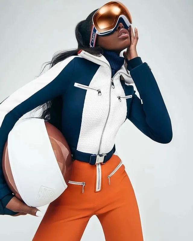 Sports lifestyle portrait with bold color blocking, photographic, playful, vibrant