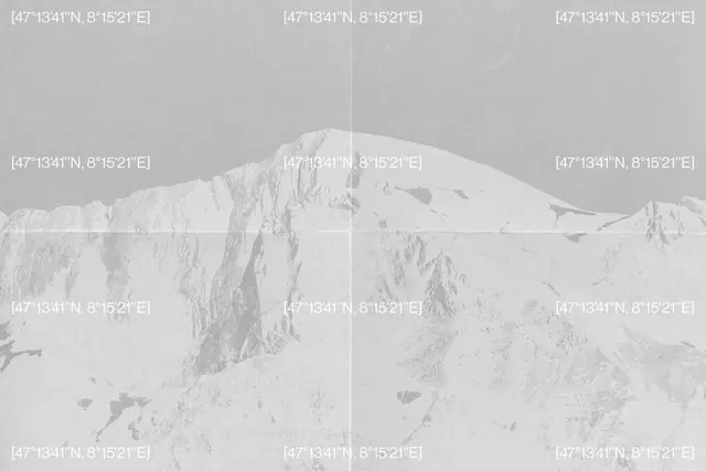 Minimalist mountain landscape with GPS grid, photographic, minimal, monochrome