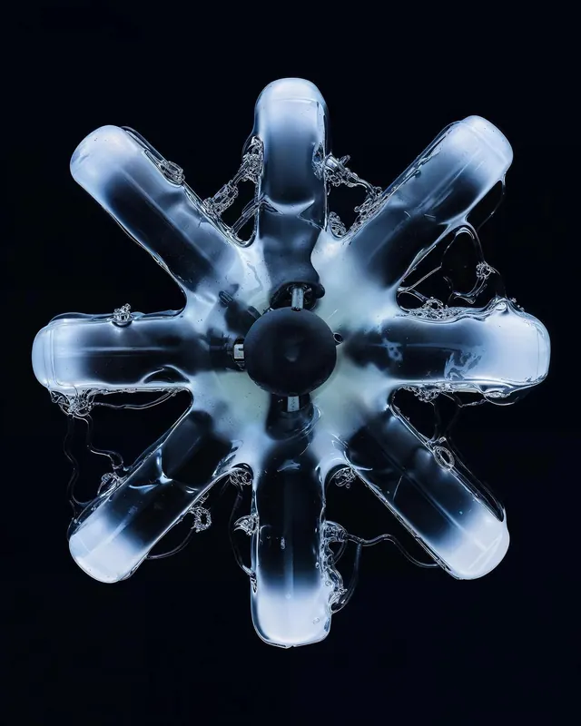 Light bulb with water splash abstraction, photographic, technical, cool