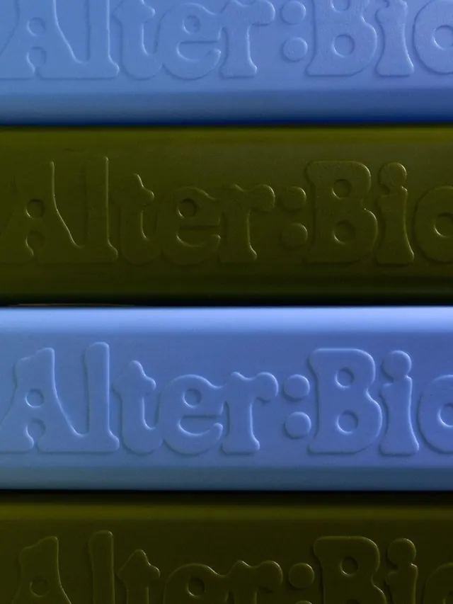 Embossed text sample on color band, technical, minimalist, cool