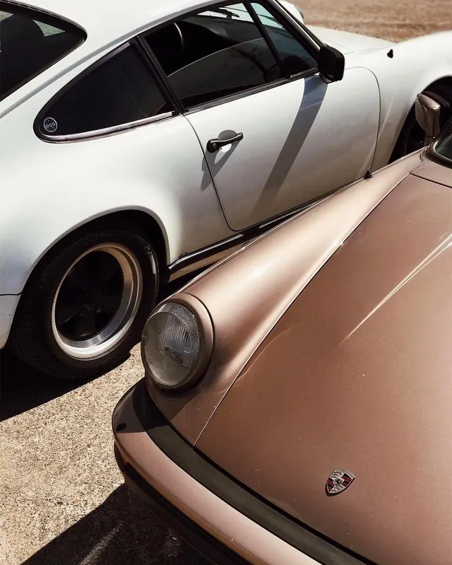 Vintage car detail side profile, photographic, minimal, light