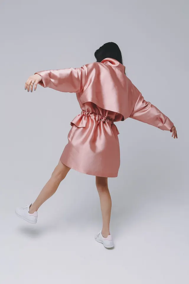 Dusty Pink Satin Jacket Studio Fashion Shot, minimal, photographic, light
