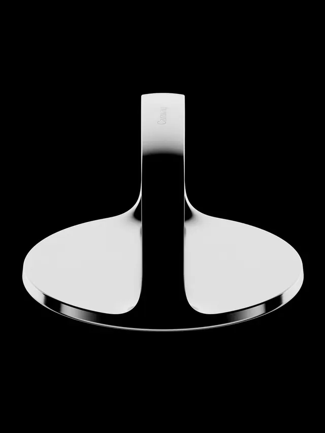 Minimalist curved chrome stand, minimal, monochrome, dark