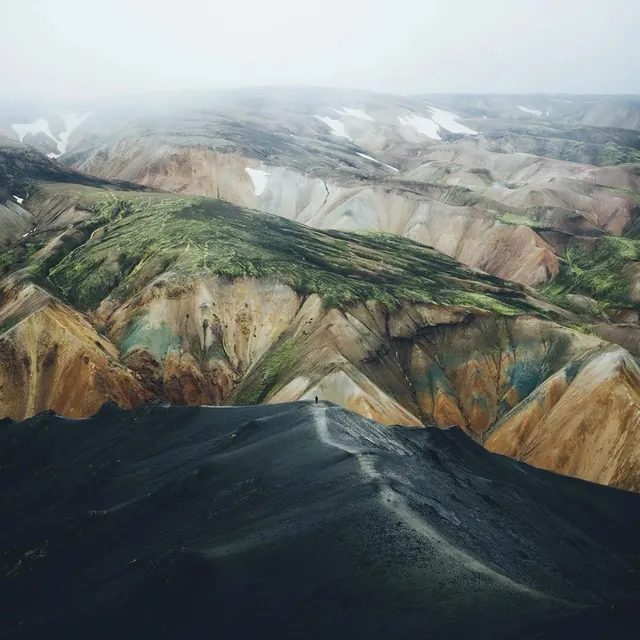 Aerial Landscape of Volcanic Terrain