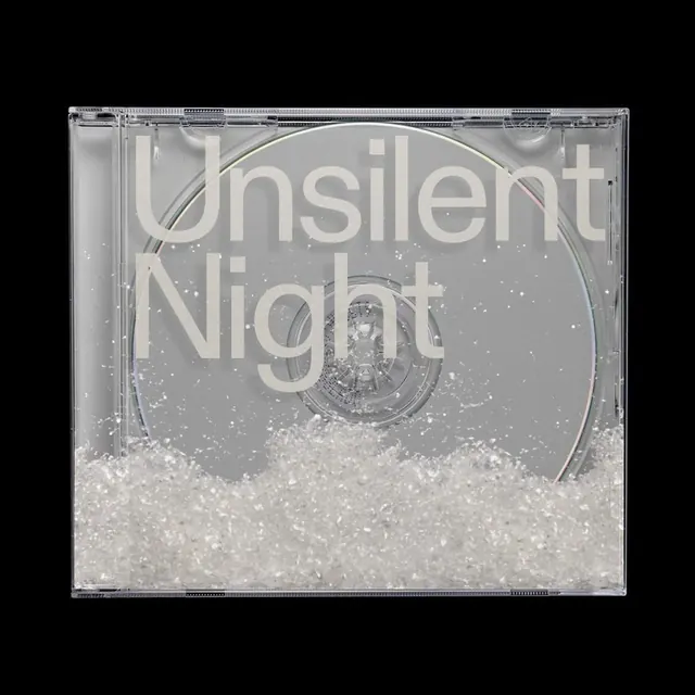 Unsilent Night CD case with snow, minimal, photographic, light
