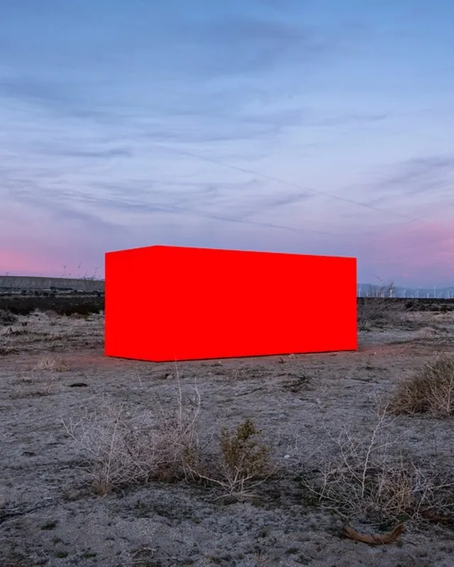 Red Rectangular Block in Desert
