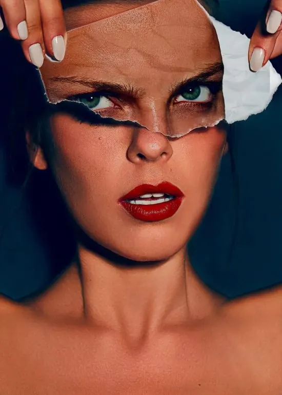 High-Fashion Portrait with Translucent Overlay
