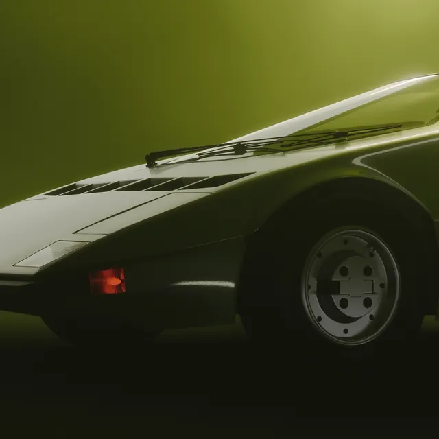 Futuristic sports car profile, minimal, photographic, light