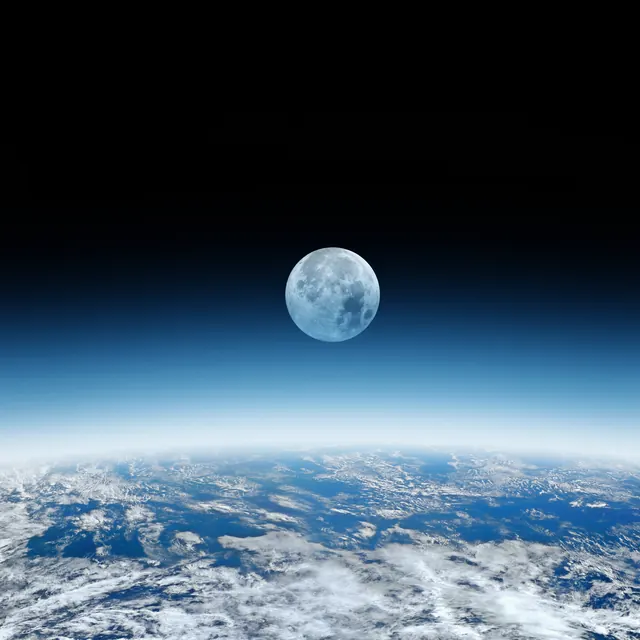 Earth and Moon Space View