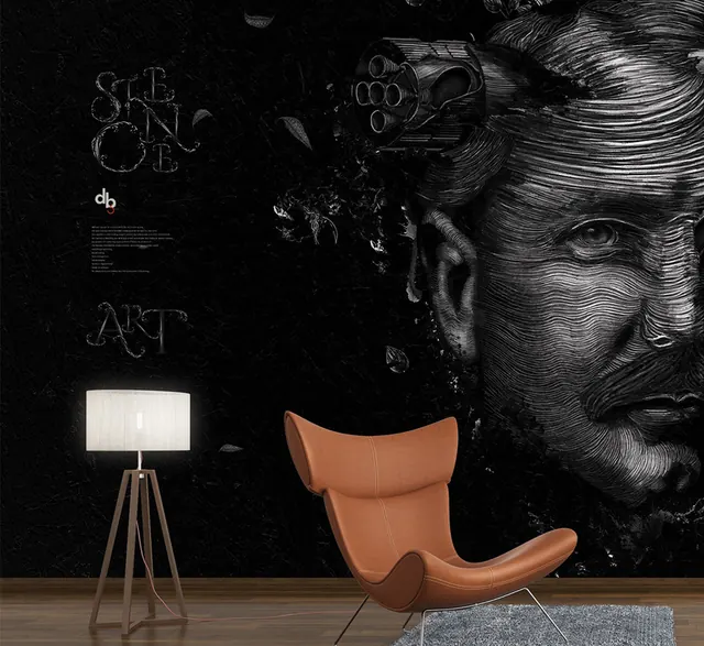 Dark Interior with Sketch Portrait