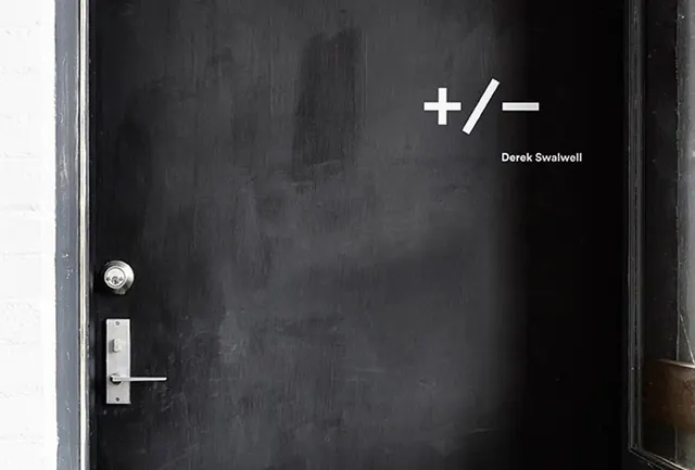 +/- door signage by Derek Swalwell, minimal, corporate-clean, dark