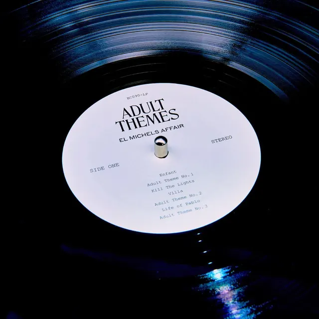 Adult Themes vinyl record, dark-mode, minimalist, dark