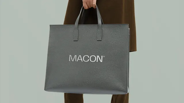 MACON brand tote bag product shot, minimal, light-mode, light