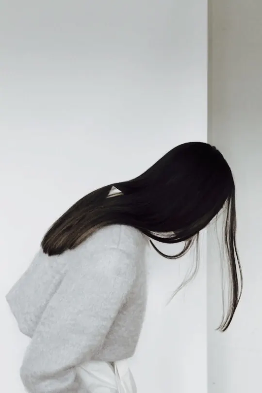 Long hair portrait study, minimal, photographic, light