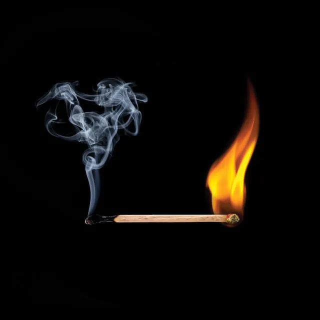 Smoke and flame composition, photographic, minimal, dark