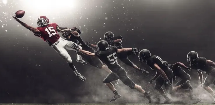 Dynamic sports photography with atmospheric effect, photographic, technical, high-contrast