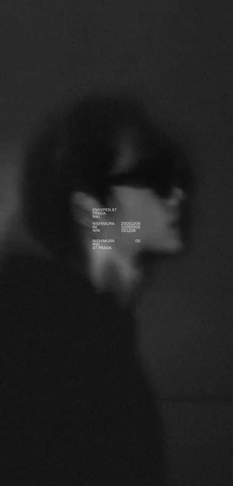 Blurred black and white band photography with typography overlay, editorial, photographic, dark
