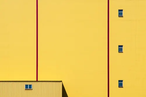 Minimalist Yellow Building Architecture Photograph, photographic, minimal, vibrant