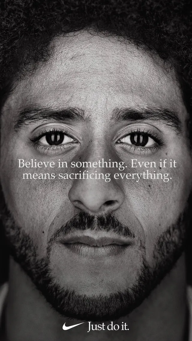 Nike 'Just Do It' Inspirational Portait Advertisement, photographic, corporate-clean, monochrome