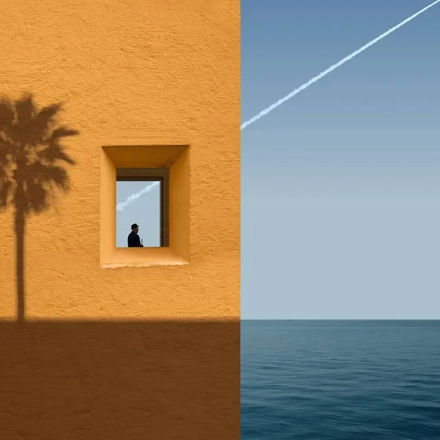 Minimalist architectural photograph, minimal, geometric, warm