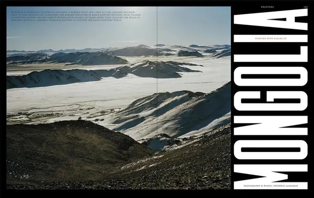 Iceland landscape photography with bold typography overlay, photographic, editorial, cool