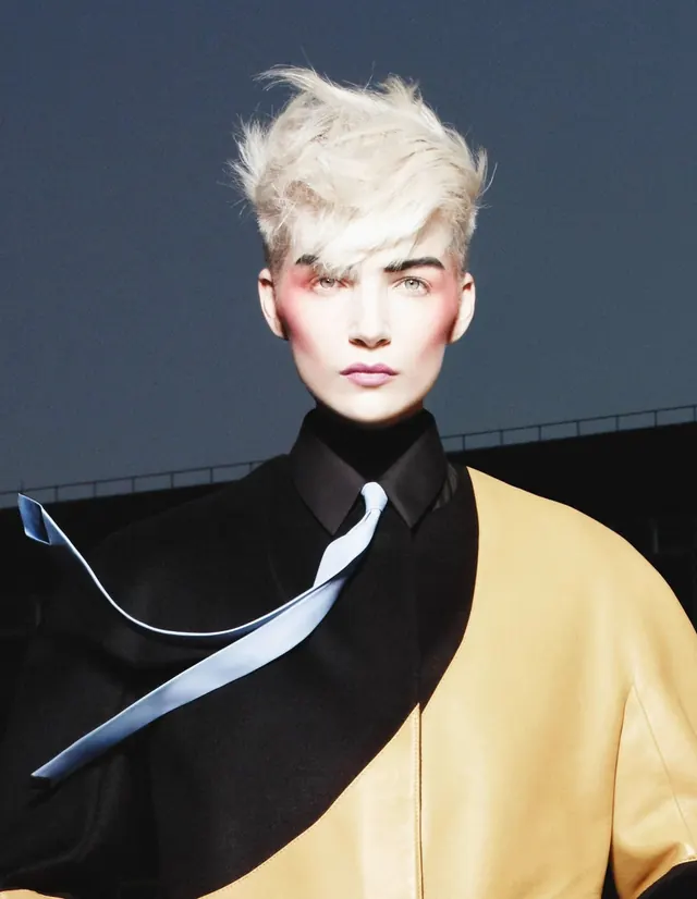Fashion editorial portrait color blocking, photographic, editorial, vibrant