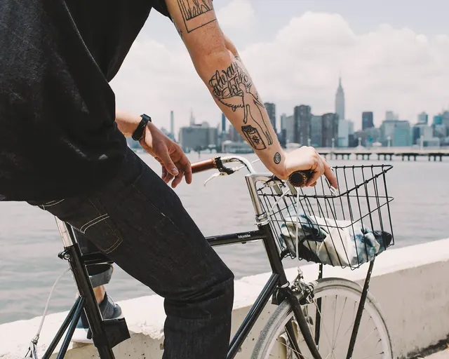 Levi's Commuter bike rider lifestyle, photographic, warm