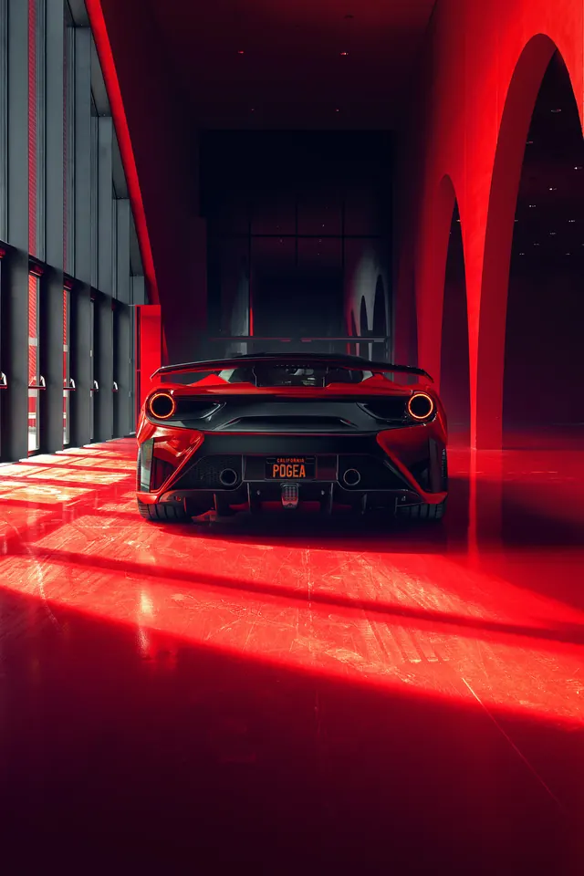 Racing car neon environment, 3d-render, photographic, vibrant