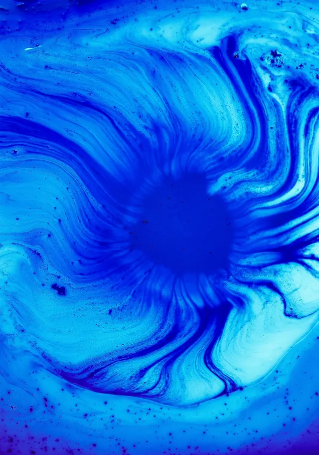 Blue abstract paint swirl, abstract, photographic, vibrant