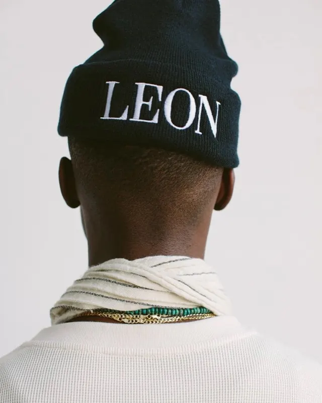 LEON Branded Beanie Back Detail, photographic, minimal, dark