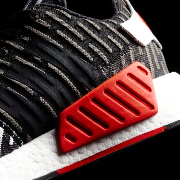 Adidas NMD_R2 Primeknit Shoes Product Shot, photographic, minimalist, dark