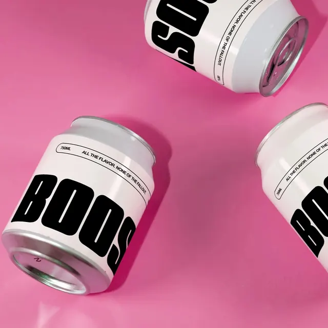 Minimalist beverage can packaging on vibrant background, minimal, playful, vibrant