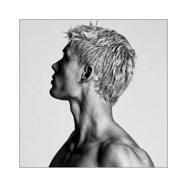 Black and white male portrait profile, photographic, monochrome, monochrome