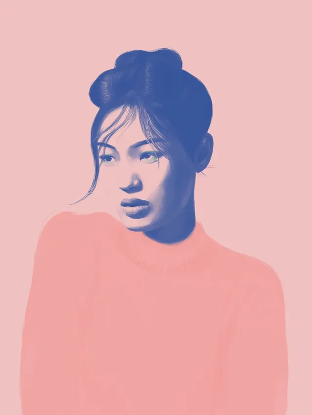 Portrait with duotone color overlay, duotone, editorial, duotone