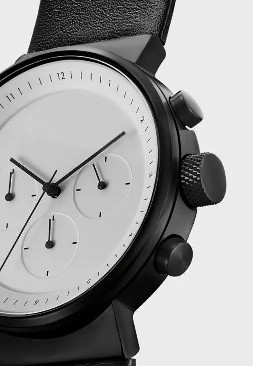 Black and white chronograph watch, minimal, monochrome, monochrome