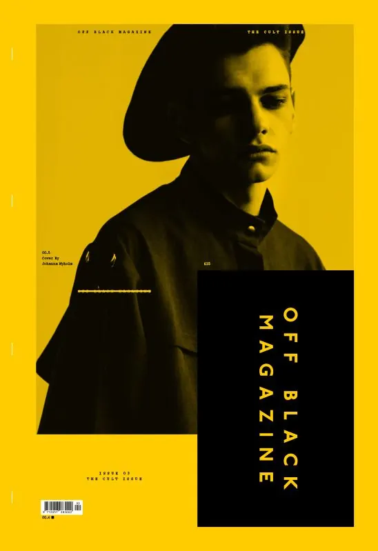 Yellow magazine cover with high-contrast portrait, editorial, high-contrast, vibrant