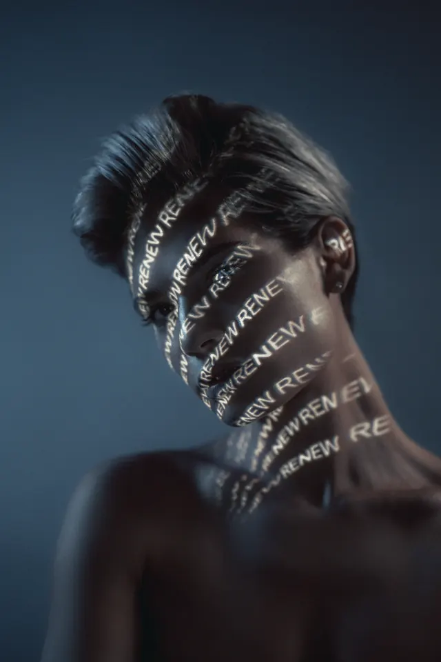 ATZEN Skin Care typographic portrait, editorial, photographic, dark
