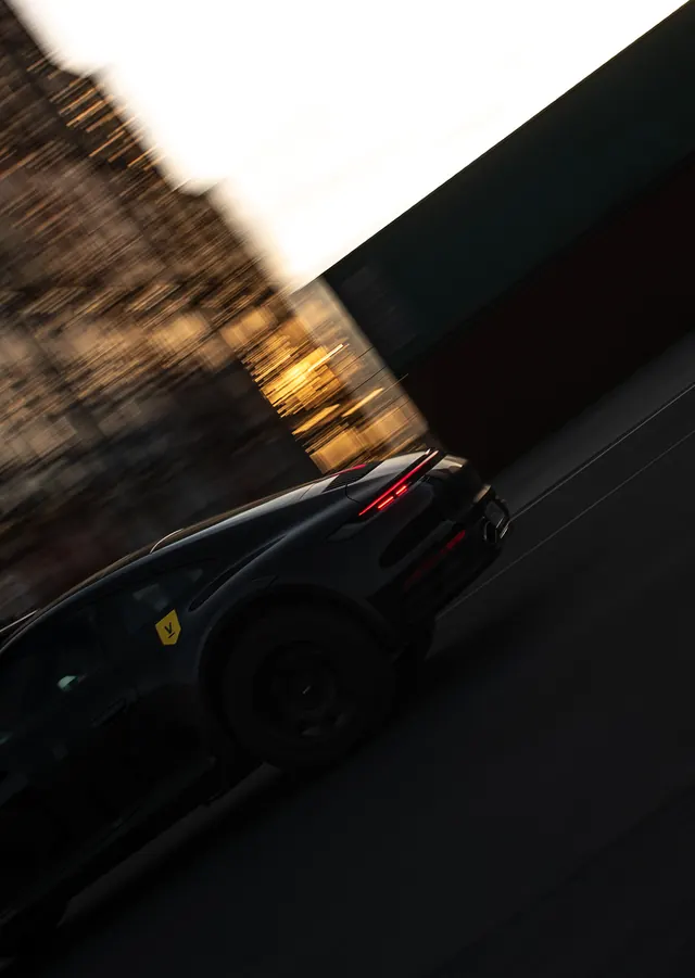 High-speed automotive in motion photography, photographic, dark-mode, dark
