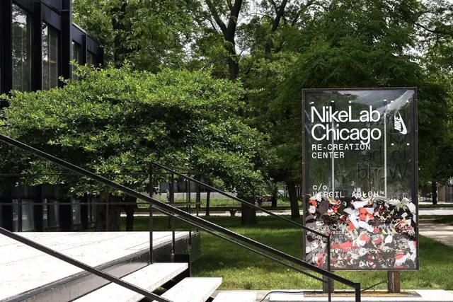 NikeLab Chicago recreation center billboard, photographic, technical, dark