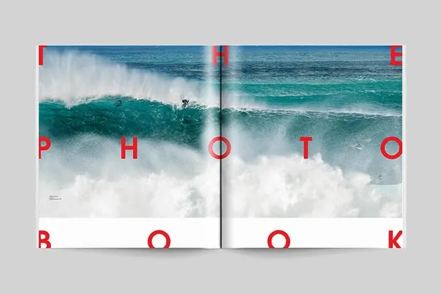 Magazine spread with ocean photograph, photographic, editorial, cool